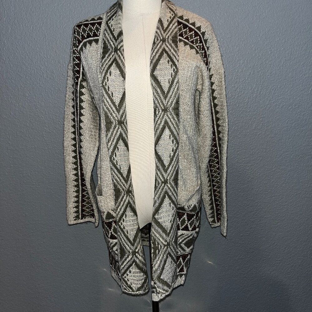 LUCKY BRAND TRIBAL DESIGN CARDIGAN - Western Southwestern Aztec Navajo - EUC - S